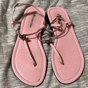 Pink Etienne Aigner T strap sandals